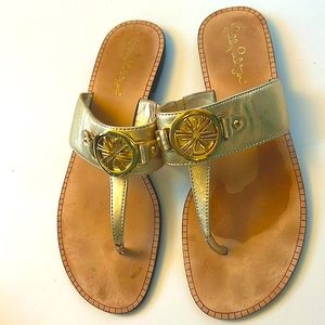Lilly Pulitzer size 8.5 gold sandals in almost new condition, worn 2x